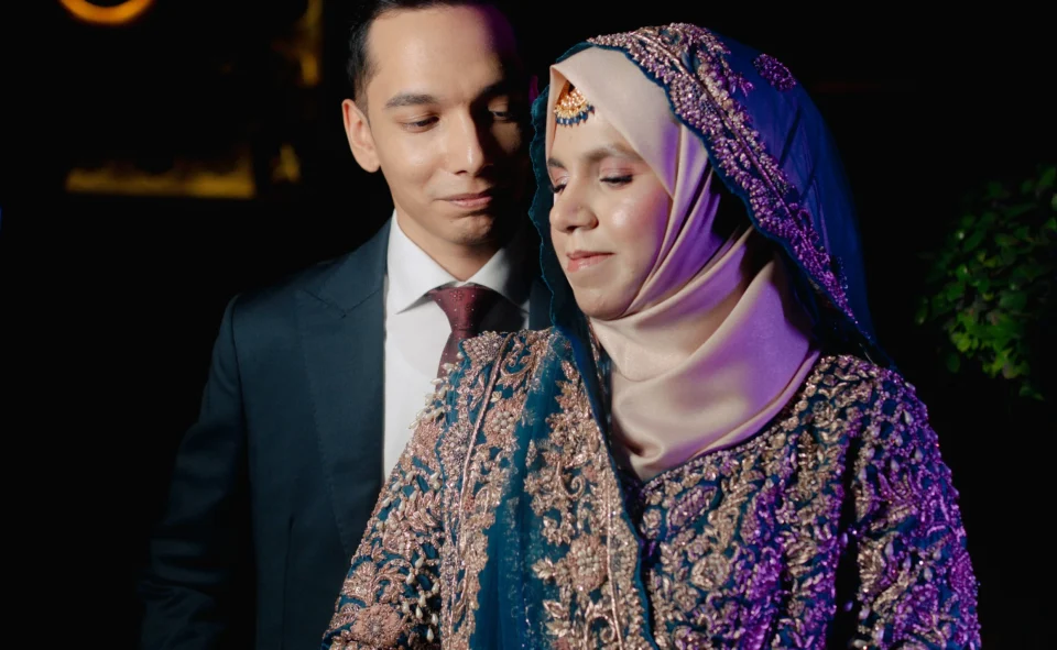 Couple portrait at Leela Palace Banjara Hills luxury wedding venue