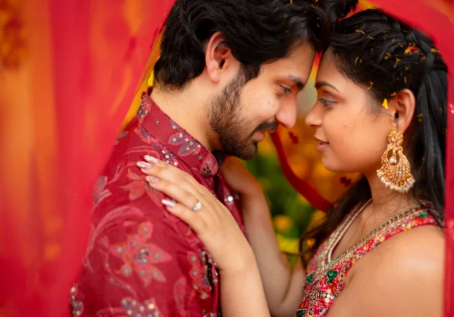 srija-lohith-couple-under-red-drape