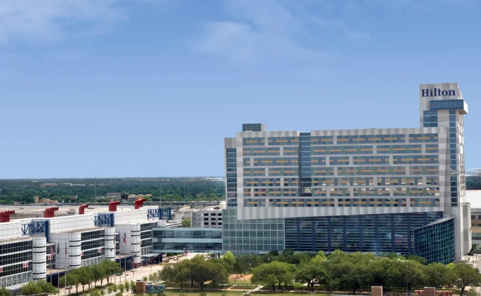 Aerial view of the Hilton Americas-Houston hotel.