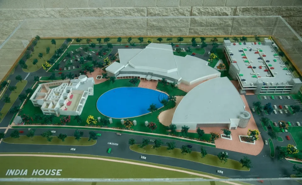 Scale model of the India House campus in Houston.